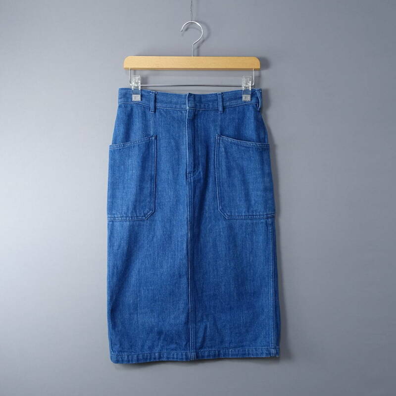 HYKE/ハイク/1/日本製バックスリットデニムタイトスカート/ブルー青S