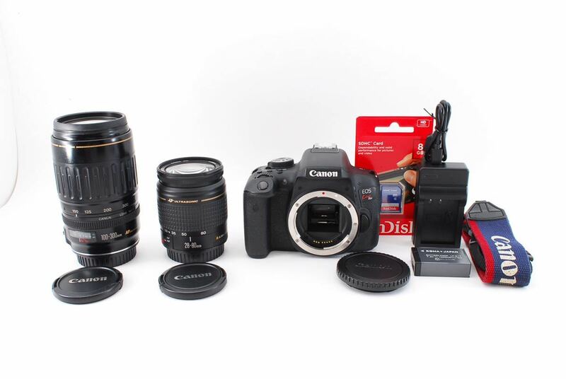 キャノン CANON EOS Kiss X8iデジタル一眼レフカメラ 28-80mm 100-300mm Canon EF50mm F1.8 II 標準&望遠&ダブルレンズセット☆194
