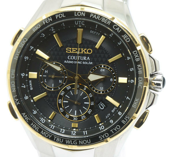 中古 美品 SEIKO セイコー コーチュラ メンズ 腕時計 電波ソーラー SSG010 / 8B92-0AL0