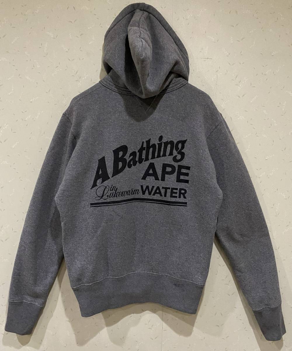 ※A BATHING APE アベイシングエイプ 裏起毛 ロゴ入り フード スウェット トレーナー M　　　　　　　　　BJBA.I