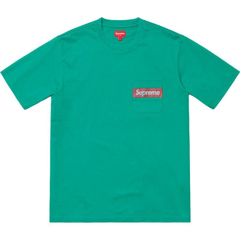 Supreme 19SS Week5 Mesh Stripe Pocket Tee Teal Small オンライン購入 国内正規 全タグ付 メッシュ Tシャツ 緑 Sサイズ Cross Box Logo