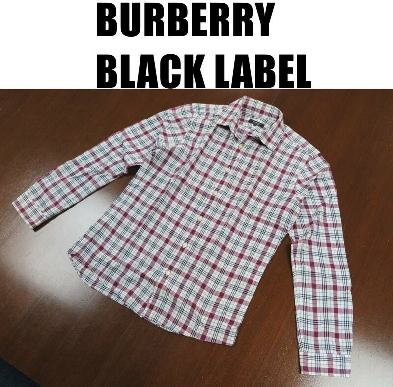 BURBERRY BLACK LABEL バーバリーブラックレーベルチェック柄長袖シャツ/サイズ２/厚手