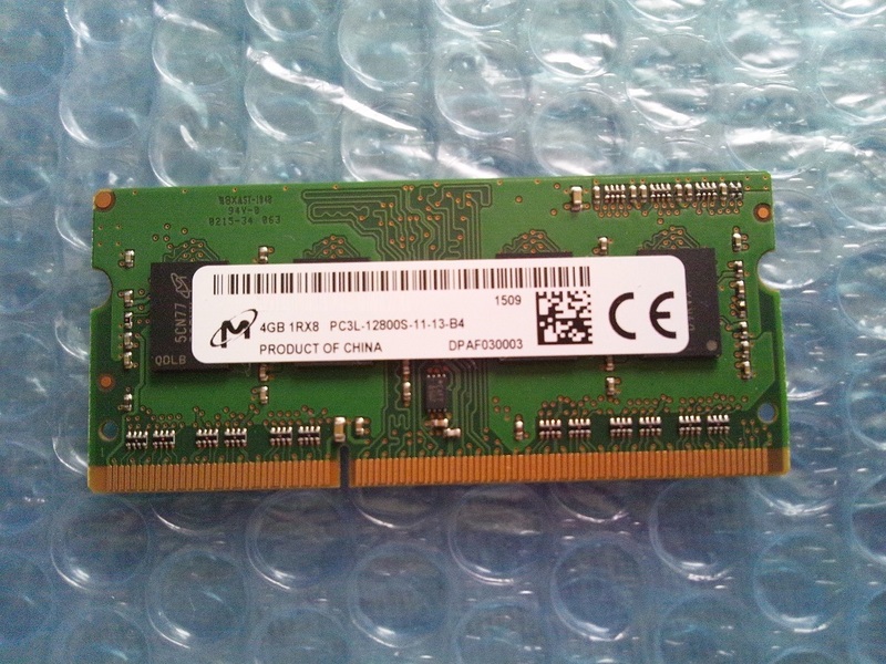 ノートパソコン用メモリ Micron PC3L-12800S-11-13-B4 4GB x 1枚