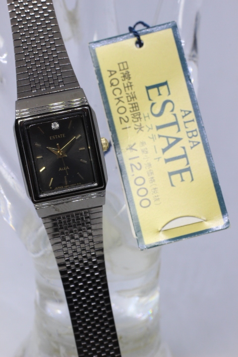 【SEIKO】ESTATE QUARTZ AQCK021 MADE IN JAPAN 未使用時計 電池交換済み　老舗の時計店在庫品 定価12,000円当時値札＆取説付き