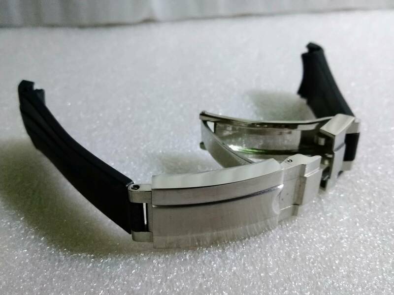 【新品】 腕時計ベルト グライドロッククラスプ 青ライン 弓型 互換品