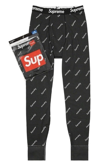 【新品】Supreme Hanes Thermal Pant (1pack) COLOR/STYLE：Black Logos SIZE：Medium