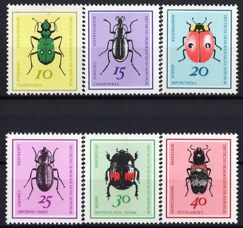 ★1968年 東ドイツ - 「昆虫」6種完 未使用(MNH)(SC#1048-1053)★ZU-488