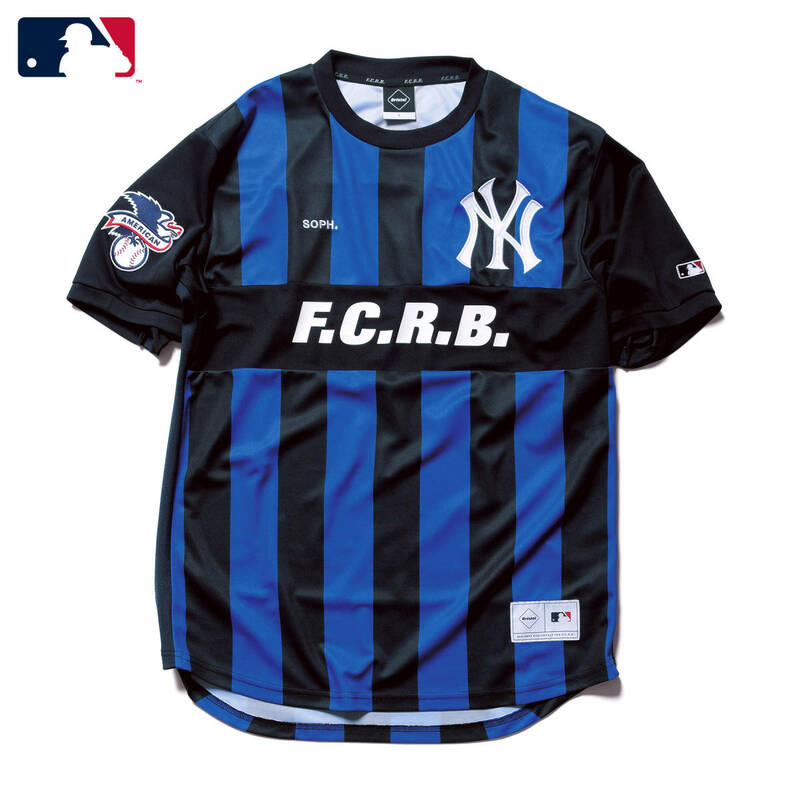 FCRB 21AW MLB TOUR GAME SHIRT　XLサイズ　新品　ツアー ゲームシャツ ワッペン Tシャツ 半袖 黒 青 NEW YORK YANKEES ヤンキース ny