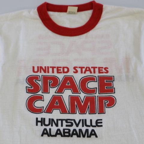 80s USA製 United States SPACE CAMP リンガー Tシャツ M ホワイト 宇宙 イベント スーベニア イラスト NASA 半袖 ロゴ ヴィンテージ