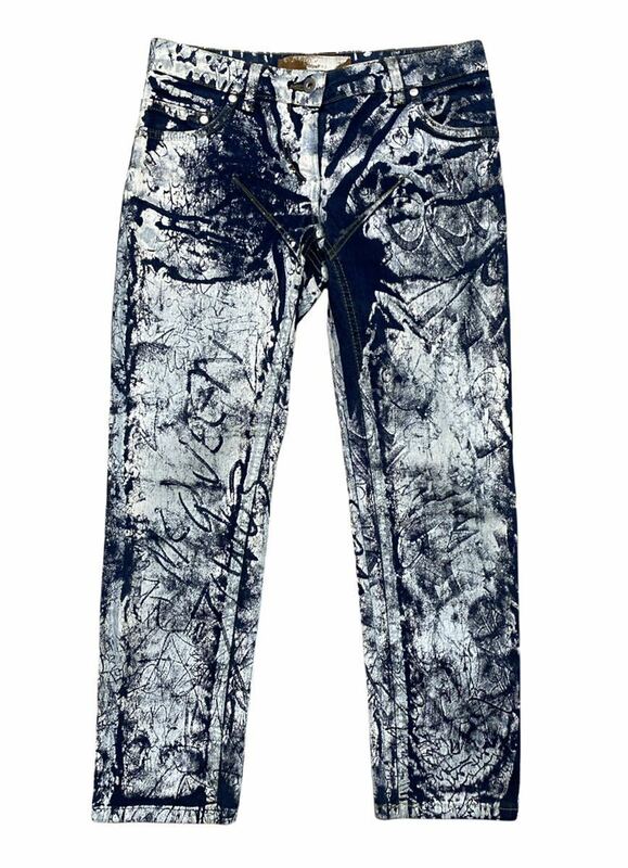 2000s ALEXANDER MCQUEEN PAINTED BUMSTER JEANS アレキサンダーマックイーン