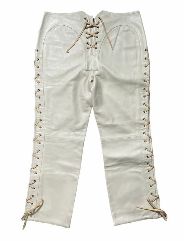 SS2002 ALEXANDER MCQUEEN LACED UP LEATHER TROUSERS アレキサンダーマックイーン　レザー　パンツ