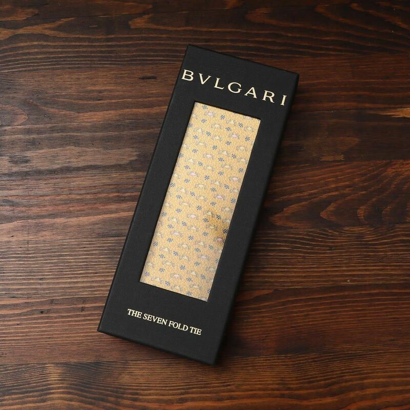 未使用 箱付き BVLGARI ブルガリ 8㎝ ネクタイ イエロー系