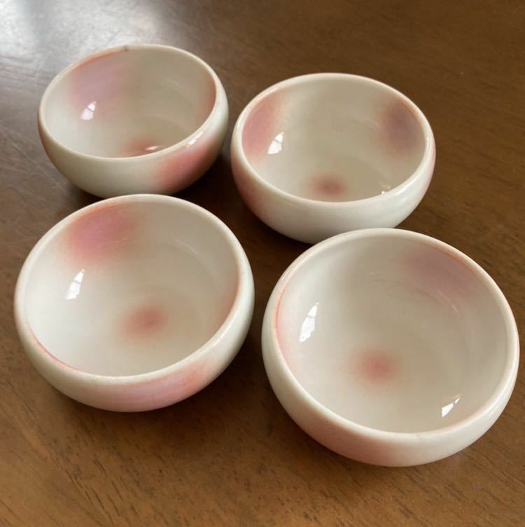 豆小鉢 白地 淡 ピンク 4客 和食器