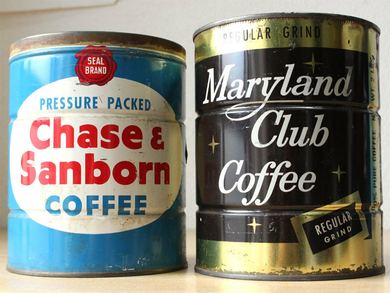 【即決】2個セット アメリカヴィンテージ コーヒー缶 ティン缶 Chase&Sanborn / Maryland Club Coffee