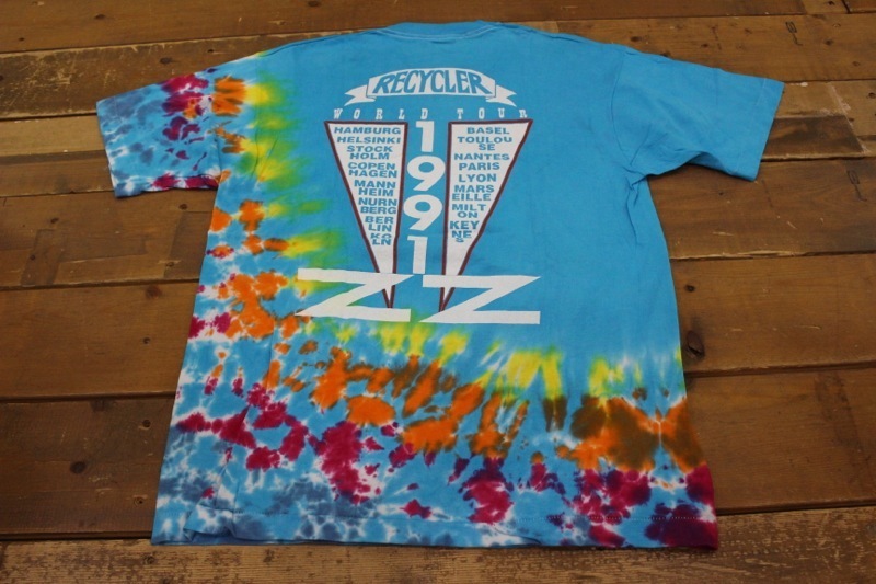 USA製 ZZ TOP ツアーTシャツ RECYCLER WORLD TOUR 1991 タイダイ染め 90s size L バンド メタル ロックTシャツ