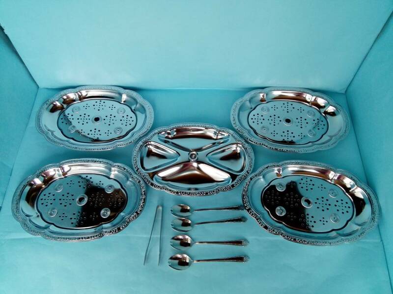 クロムメッキ仕上　多様皿セット　デザート皿　　冷皿　　水切皿　薬味皿　　未使用