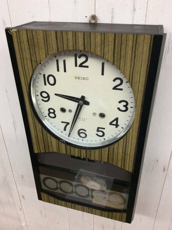 昭和レトロ 当時物 セイコー 精工舎 SEIKO 掛け時計 30DAY TIME-DATER ゼンマイ式 振り子時計 ボンボン時計 Made in japan 日本製 掛時計