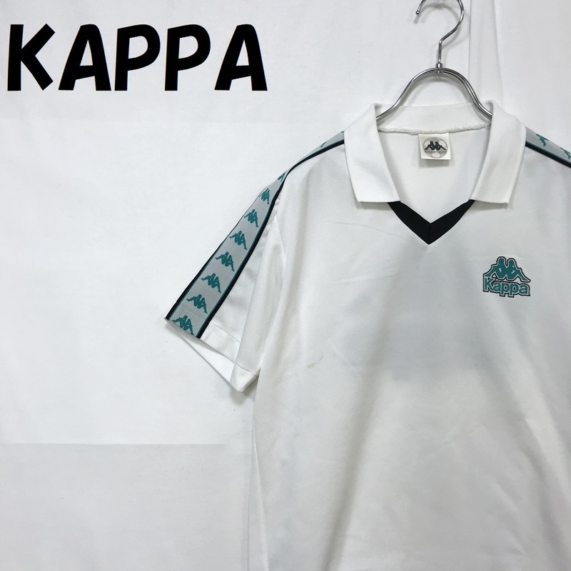 【人気】KAPPA/カッパ バックビッグロゴ 半袖シャツ スポーツウェア アームロゴ ホワイト サイズL/S2680