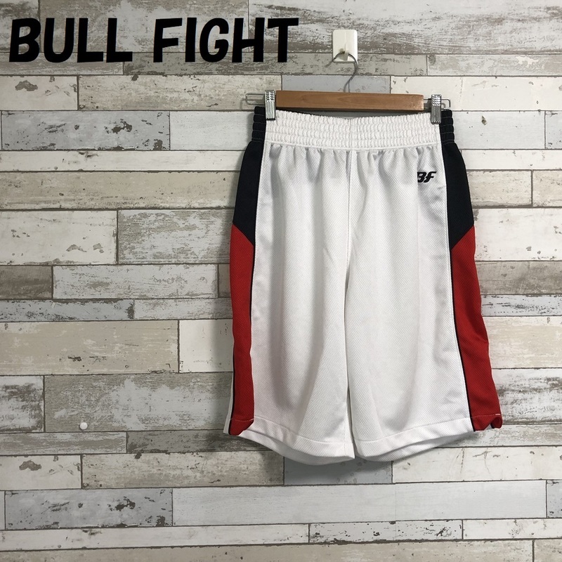 【人気】BULL FIGHT/ブルファイト BFロゴ バスケットボールパンツ バスパン ホワイト サイズL/A1889
