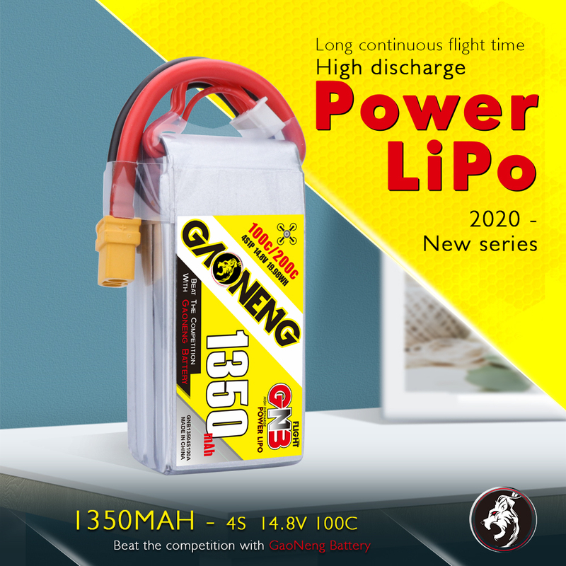 ネオヘリ新発売◆ガオニンGNB 1350mAh 100C 4S 14.8V サイズ30(H)×34(W)×75(L)ｍｍ 144g 