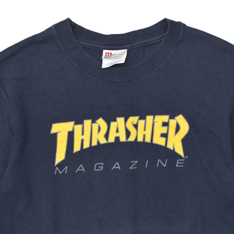 00s usa vintage THRASHER スラッシャー マガジン ロゴプリント Tシャツ ネイビー size.S