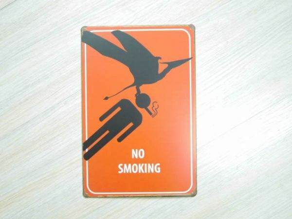 アメリカン風ブリキ看板 警告 NO SMOKING