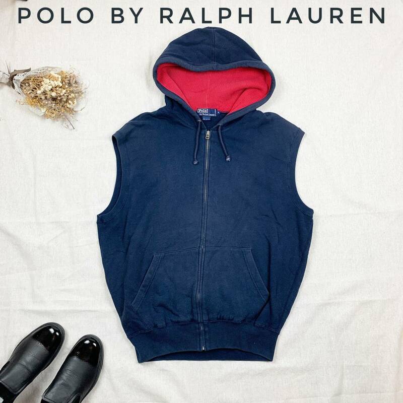 厳選★レア　Polo by Ralph Lauren　ポロ　ラルフローレン　ビックシルエット　ジップベスト　フード付き　大きめM