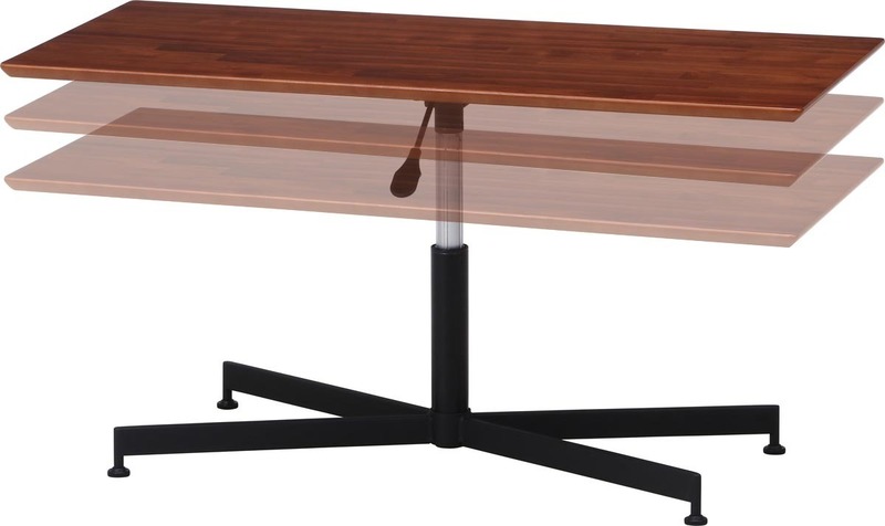 昇降テーブル　トラヴィ2　105×50　ウォルナット　15388　　高さ 調整 調節 変更 リフティング ガス圧 伸縮 リフトアップ