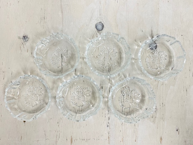 R3-0728【検索：アデリア　エルネのぞき　ガラス　小皿　小鉢　6個セット　昭和レトロ　アンティーク】