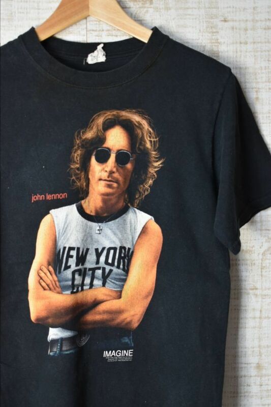 ☆US古着 JOHN LENNON ジョン・レノン プリント Tシャツ ブラック黒【S】コットン　　◆3138◆