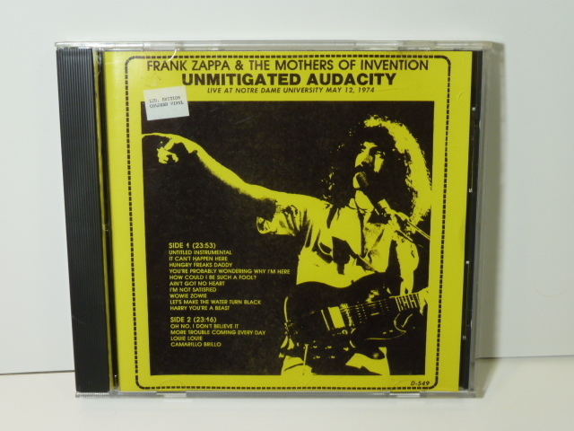 ■ 美品CD /FRANK ZAPPA＆THE MOTHERS OF INVENTION　UNMITIGATED AUDACITY / 送料180円 / フランクザッパ / FOO-EEE Records ■