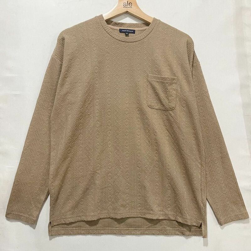 美品! URBAN RESEARCH (アーバンリサーチ) ジャガード 長袖 シャツ (38) BROWN | Mens メンズ 茶色 ブラウン M