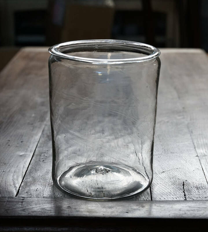 古い手吹きガラスの筒型容器 / 19世紀・スウェーデン / 硝子 アンティーク 古道具