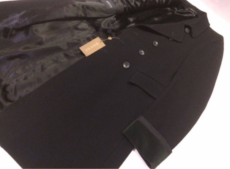 【新品タグ付き、正規品】 GUCCI グッチ カシミヤ ウール ダブル ロング コート 袖ダブル ベルベット ベロア サイズ48 ブラック 