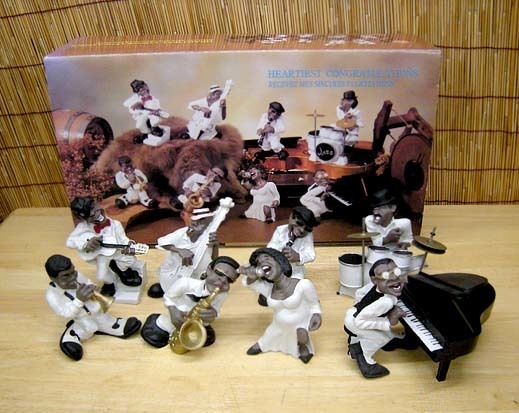 ◎ジャズバンド ブラックミュージック フィギュア 人形8体+楽器 10ピースセット 箱付き　札幌市 豊平区