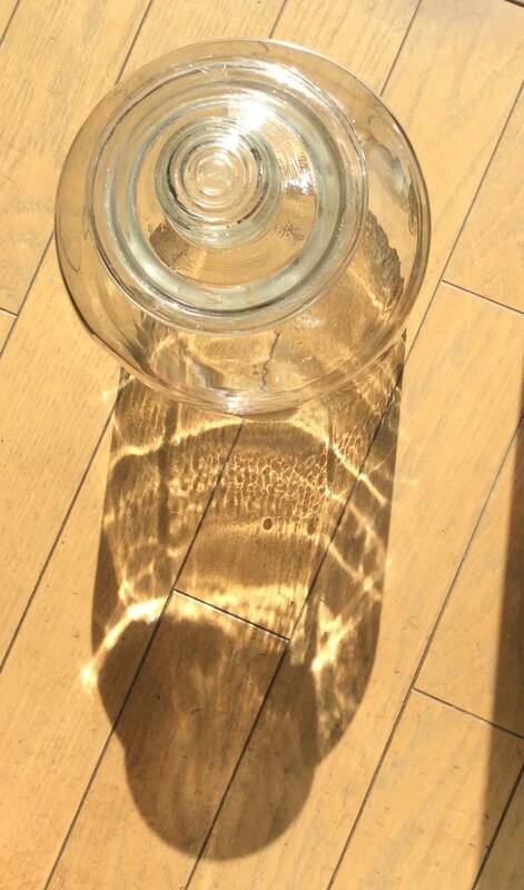 昭和レトロアンティーク◆ガラス瓶◆菓子米煎餅◆すりガラス◆ゆらゆらガラス