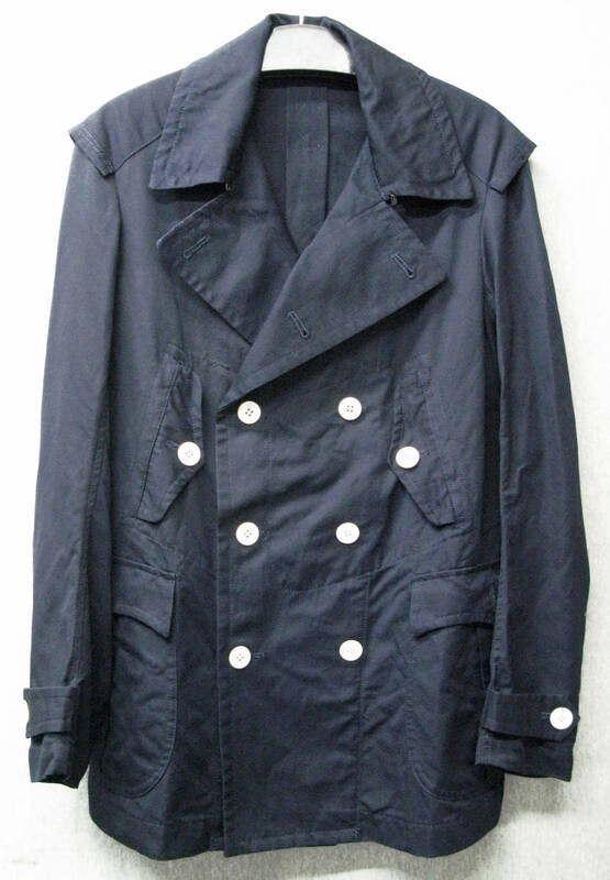 エィス (A)：薄手 Pコート 濃紺 3 （ 佐々木一視 ニコル コート ジャケット （A） KAZUMI SASAKI Short Coat 3 Navy 