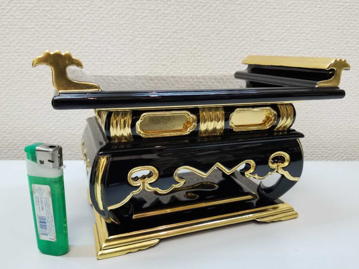 和讃卓　大阪型　黒塗　面金　豪華四方面　内足　木製　中　巾２３５ミリ　アウトレット　デッドストック　西本願寺　和讃机