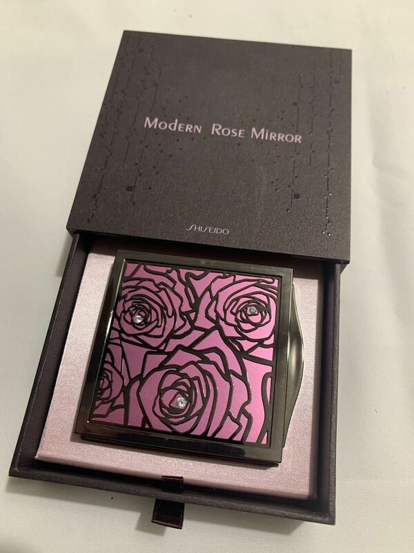 ◆手鏡　拡大鏡付　SHISEIDO Modern Rose Mirror 花椿CLUB感謝品◆A-1809