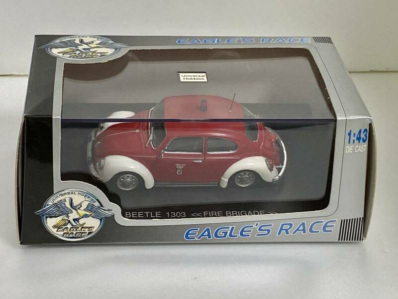 ★ Eagle's Race VW Beetleビートル 1303 Volkswagen Fire Brigade Feuerwehr 1/43 ミニカー 消防指揮車　右ミラー欠品