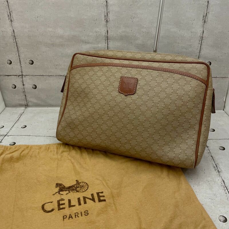 【ヴィンテージ】【良品】CELINE オールドセリーヌ ブラゾン マカダム柄 クラッチバッグ ベージュ セカンドバッグ