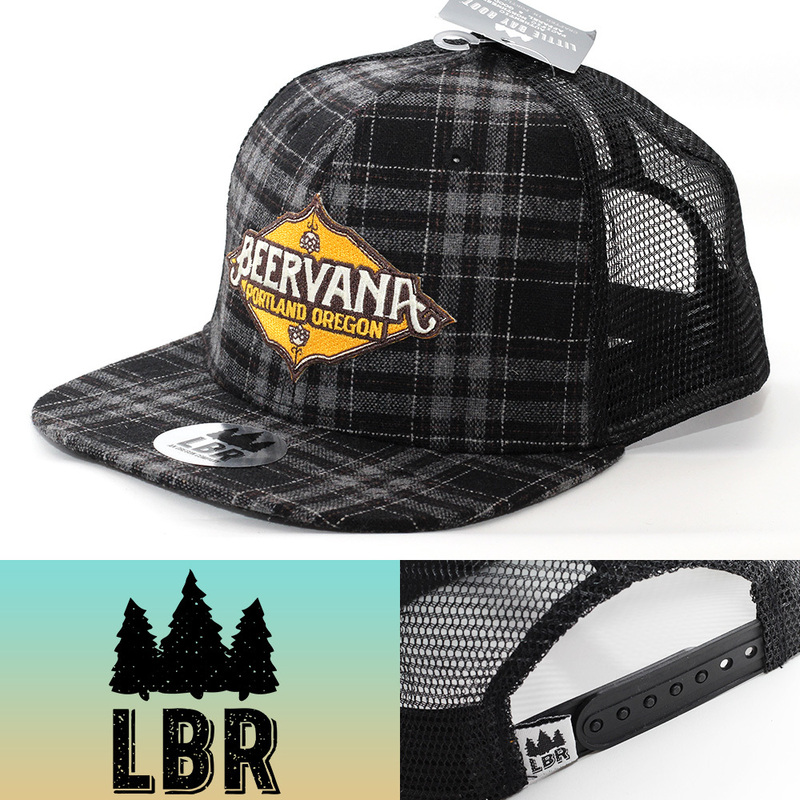 メッシュキャップ 帽子 リトルベイルート 平ツバ Little Bay Root Beervana Portland Oregon ブラック チェック LBR-BPO-TH-O USAブランド