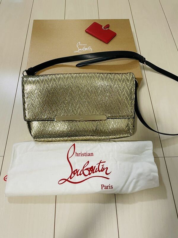 クリスチャンルブタン ChristianLouboutin 2way クラッチバッグ ショルダーバッグ ROUGISSIME METAL CHEVRON ゴールド 伊勢丹購入 送料無料