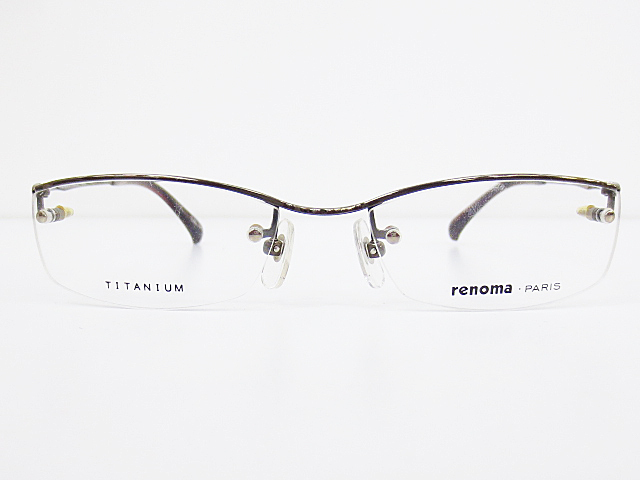 ∞【デッドストック】renoma レノマ 眼鏡 メガネフレーム 25-RB8 52[]17-140 メタル チタン ツーポイント ブラウン □H8