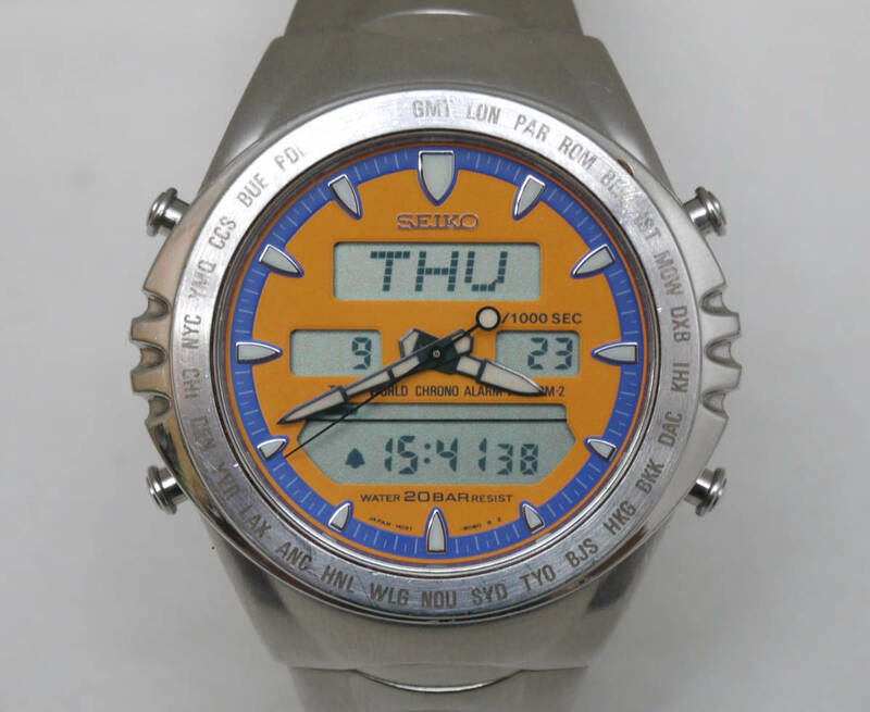 SEIKO MACCHINA SPORTIVA GIUGIARO DESIGN H021-803A セイコー クォーツ メンズ腕時計 デジアナ□稼働品