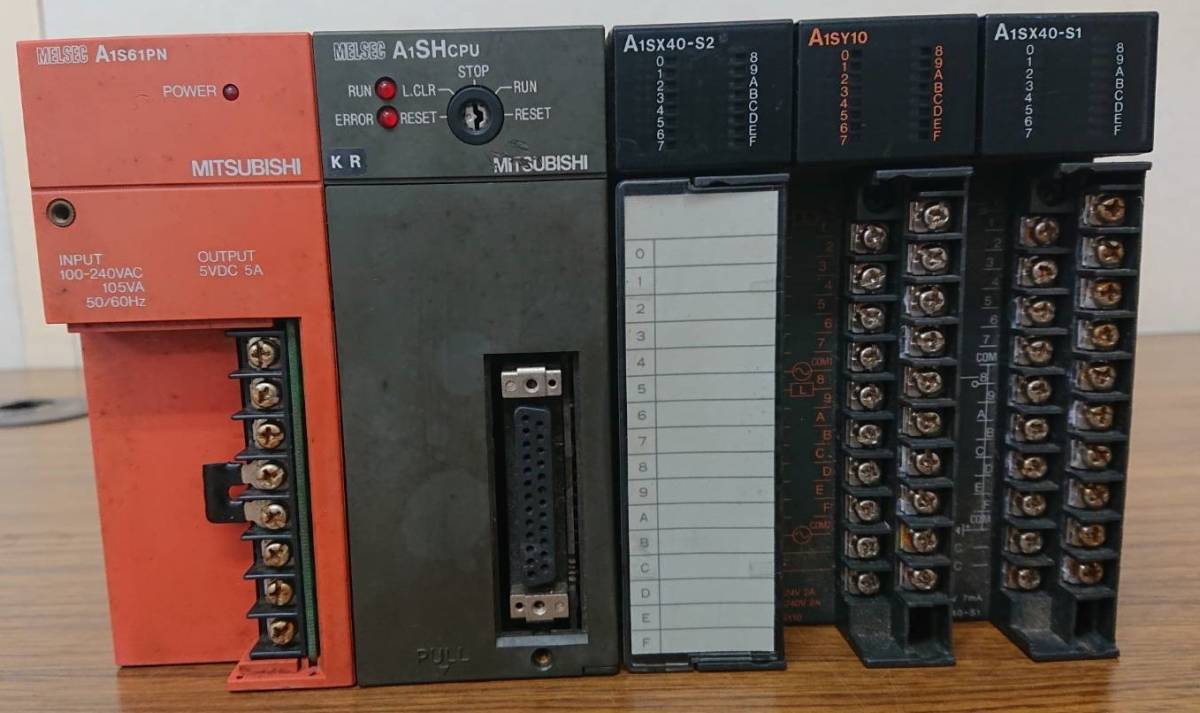 MITSUBISHI 三菱 A1S61PN A1SHCPU A1SX40-S2 A1SY10 A1SX40-S1 シーケンサ ブロックセット (No.A60)