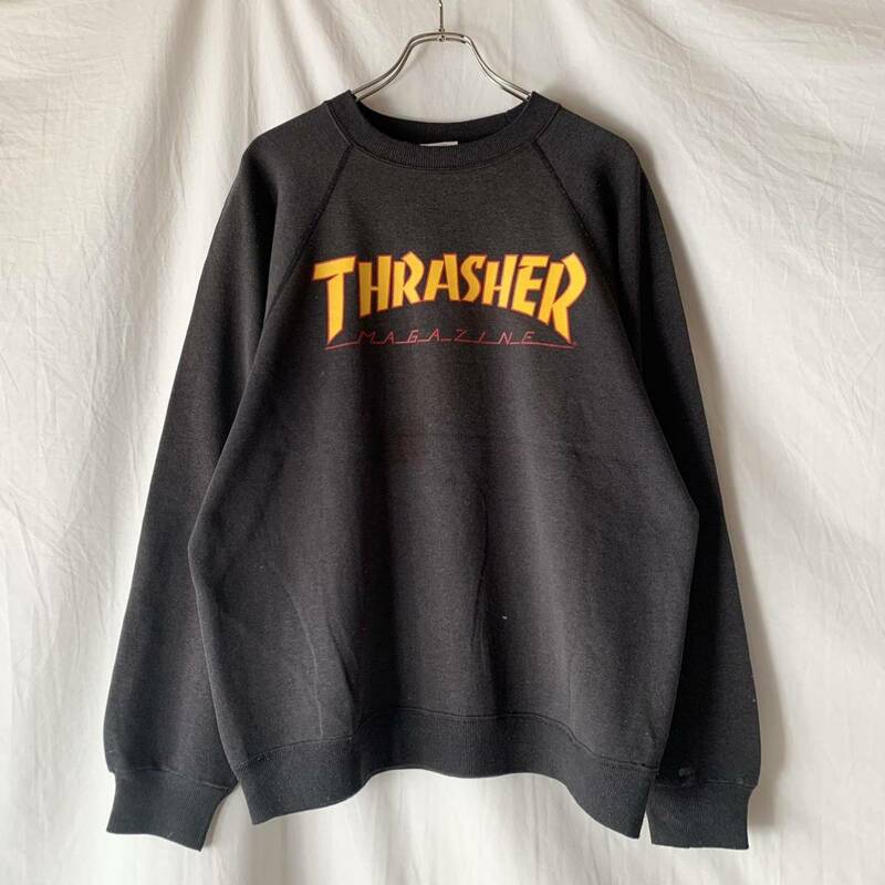 80s 90s THRASHER MAGAZINE スラッシャー マガジン スウェット ブラック 黒 XL ヘインズ 検 santa cruz オールドスケート ヴィンテージ OLD