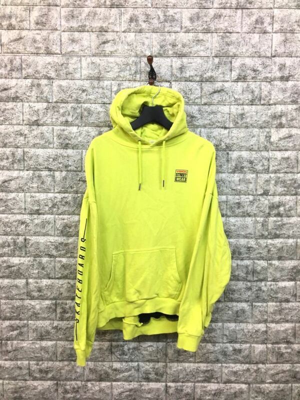 VISION STREET WEAR ヴィジョン ストリート ウェア 長袖 パーカー スウェットパーカー Hooded Sleeve 蛍光イエロー Lサイズ