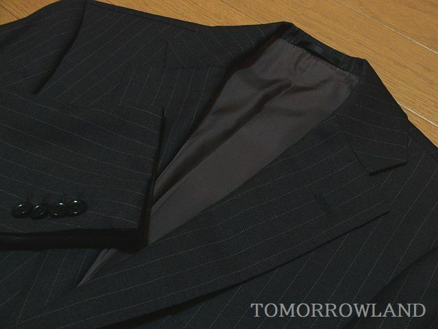 即決極美品!!TOMORROWLAND高級紳士ジャケット42【英国高級生地】トゥモローランド×EDWIN WOODHOUSE3釦ジャケット☆ストライプ