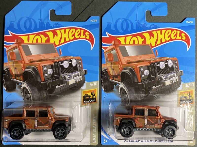 HW未使開封品 2台セット 15 LAND ROVER DEFENDER DOUBLE CAB ランドローバー ディフェンダー レッド ホットウィール HOT WHEELS